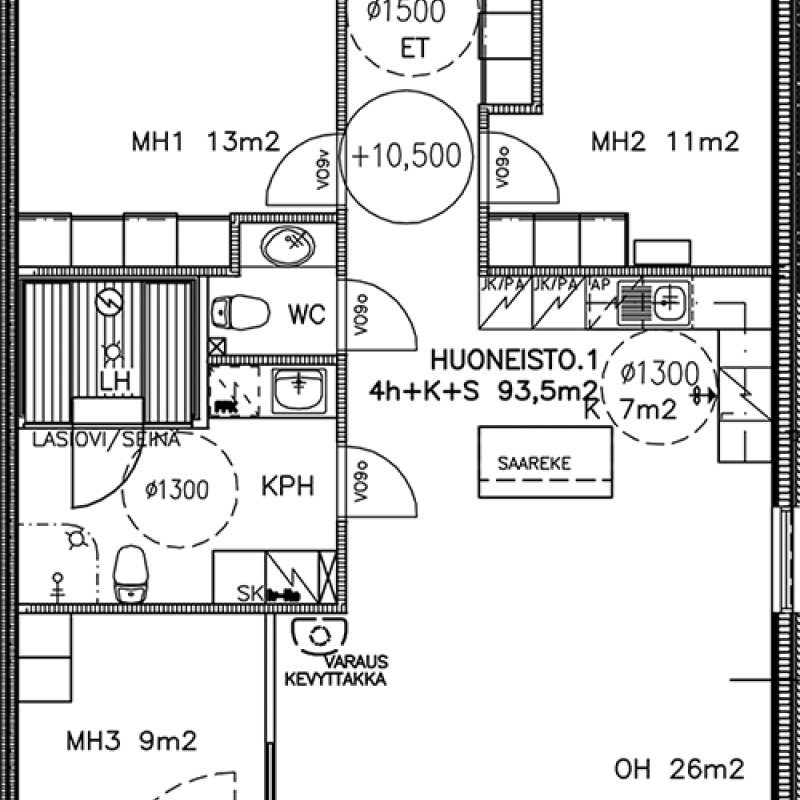 4h + k + sauna, 93,5 m2